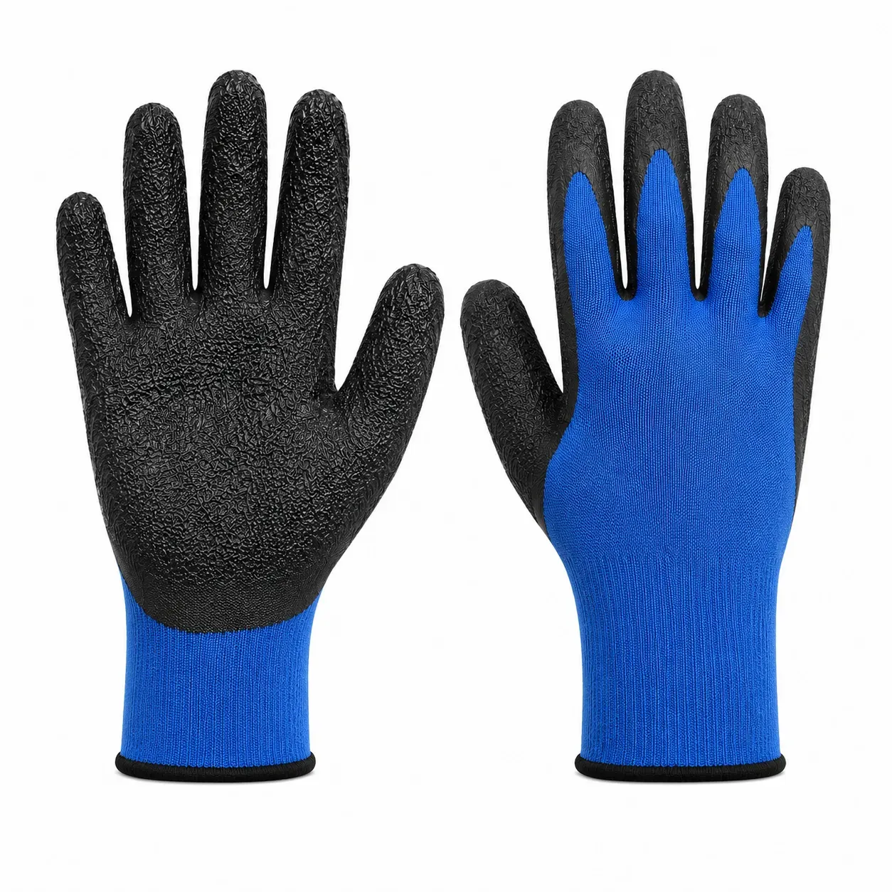 GUANTE i34 POLIESTER ROJO AZUL NARANJA LATEX CORRUGADO NEGRO MASE - imagen 1
