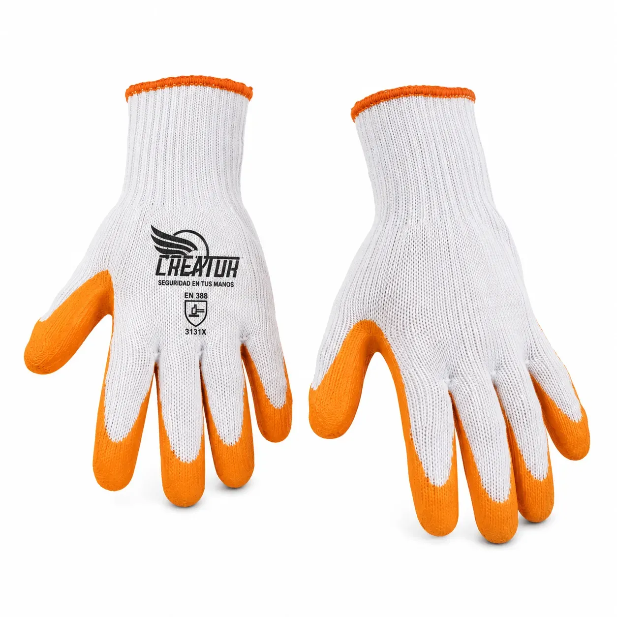 GUANTE i39 HILAZA BLANCA LATEX LAMINADO VERDE O NARANJA MASE - imagen 1