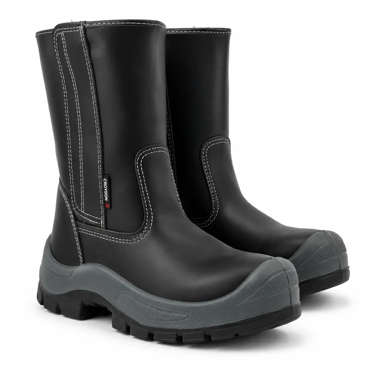 BOTA SOLDADOR NEGRA CUERO MEDIA CAÑA C/P - imagen 1